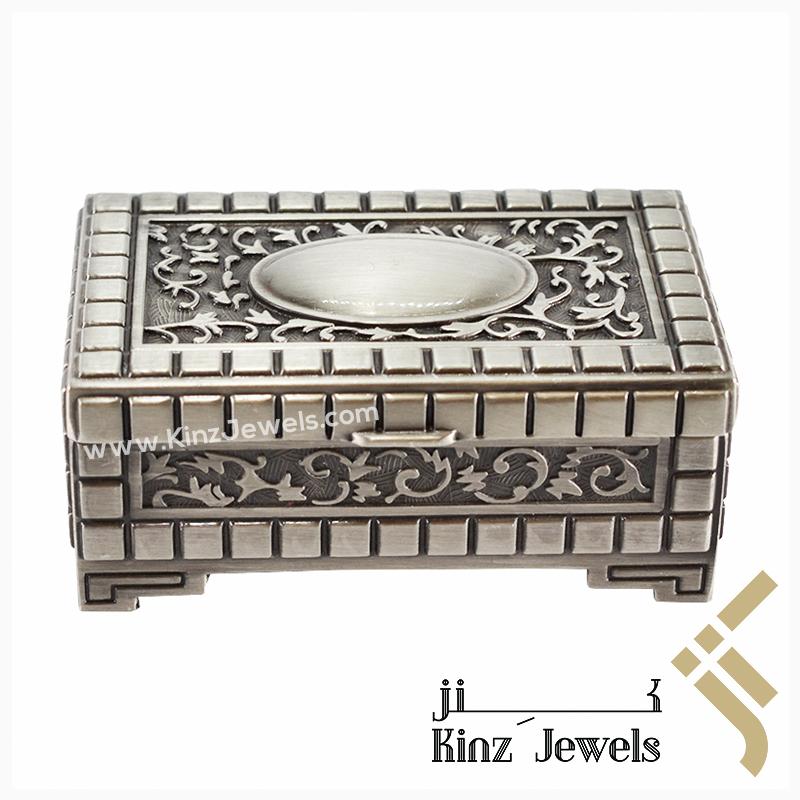 Vintage Jewelry Box, Soft Velvet Lining Antique Jewelry Box 3D Embossment  Zinc Alloy For Family