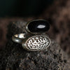 Silver Ring Onyx Gemstone Free Size Fa allah Khairon Hafzen